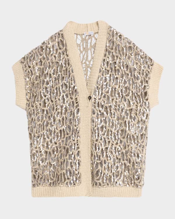 完成品 Brunello Cucinelli Fringed Paillette Opera-Knit Cardigan トップス