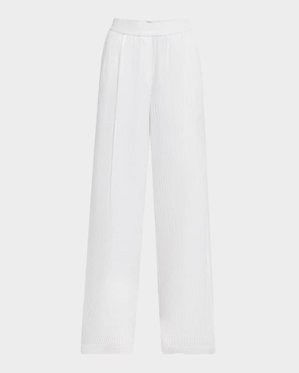 Valentino Garavani Flower Applique Wide-Leg Crepe Trousers
