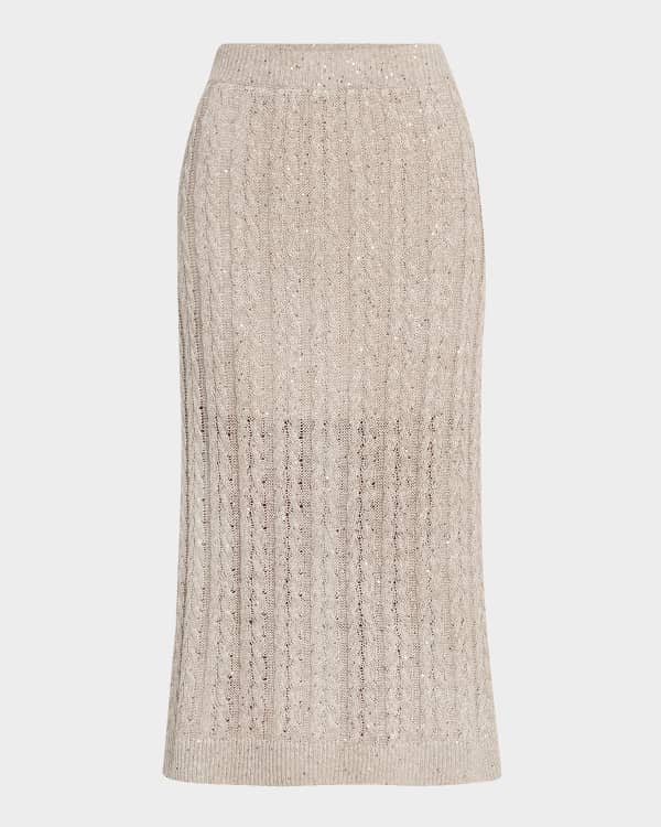 Balmain 5-Button See-Through Knit Midi Skirt | Neiman Marcus