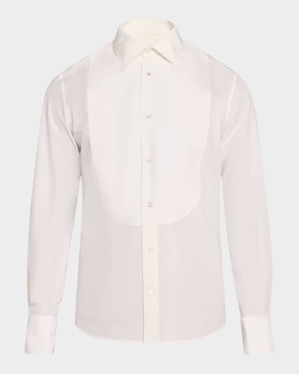 Saint Laurent Men's Solid Dress Shirt with Neck Bow | Neiman Marcus