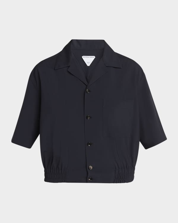 Chloe Lace-Collar Open Knit Polo Top | Neiman Marcus
