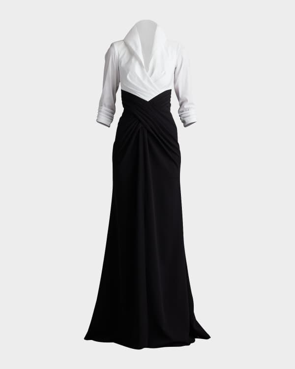 Tadashi Shoji Knotted One-Shoulder Crepe Gown | Neiman Marcus