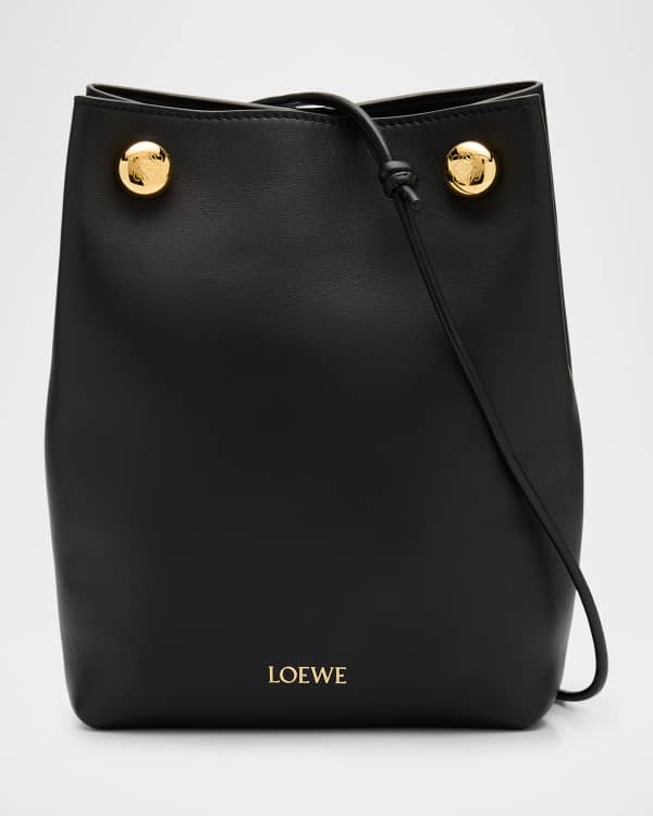 トートバッグ LOEWE Black Leather Medium Pebble Bucket Bag Medium Pebble bucket in smooth calfskin Black - LOEWE