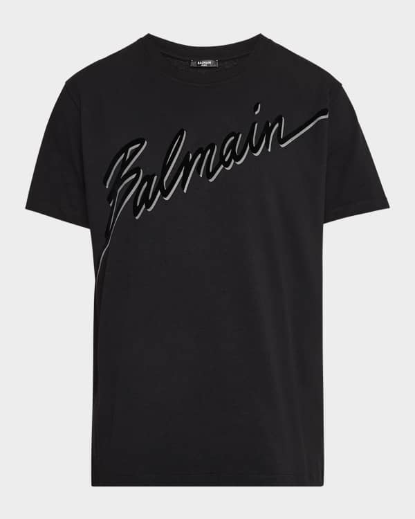 Balmain Men's V-Neck Logo T-Shirt | Neiman Marcus
