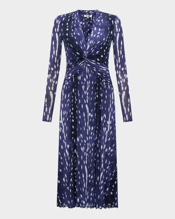 Milly Long Sleeve Pointelle Lace Mermaid Midi Dress Neiman Marcus