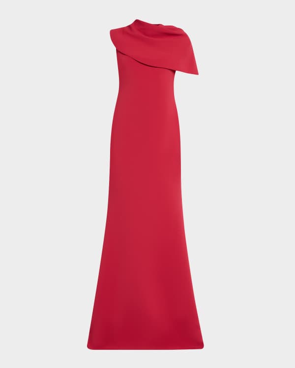 Badgley mischka mikado ruffle gown cheap