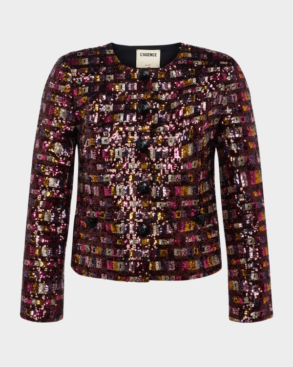 L'Agence Kasey Sequined Tweed Jacket