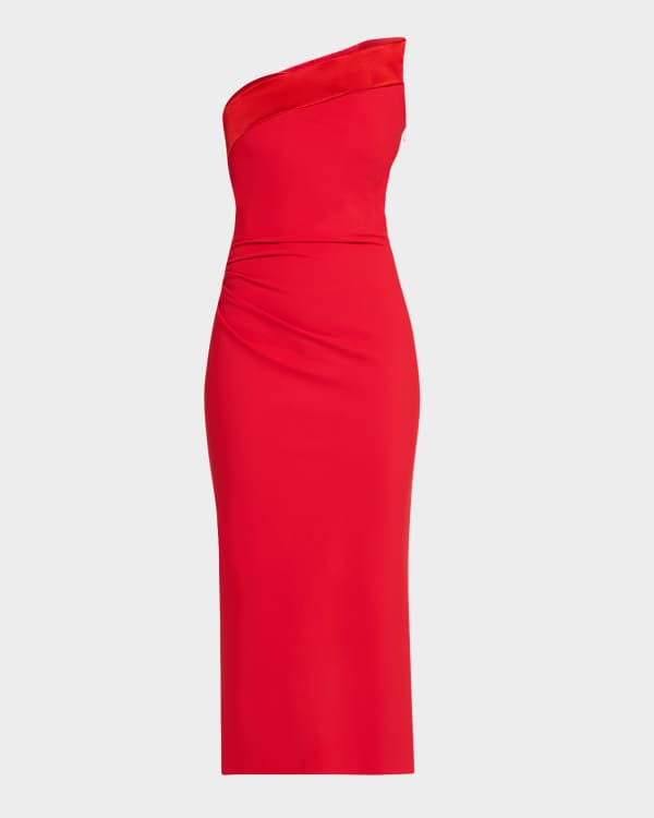 Chiara Boni La Petite Robe Wlasin Ruched Bodycon Ruffle Midi Dress Neiman Marcus