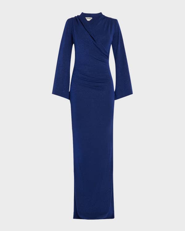 Nicole Miller Off the Shoulder Structured Heavy Jersey Cape Gown Neiman Marcus