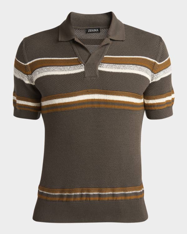 トップス Ermenegildo Zegna KNIT POLO SHIRT ZEGNA Men's Cotton Knit Polo Sweater | Neiman Marcus