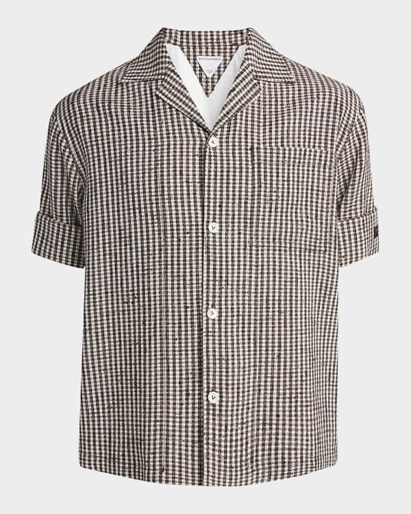 Bottega Veneta Men's Oversized Check Sport Shirt | Neiman Marcus