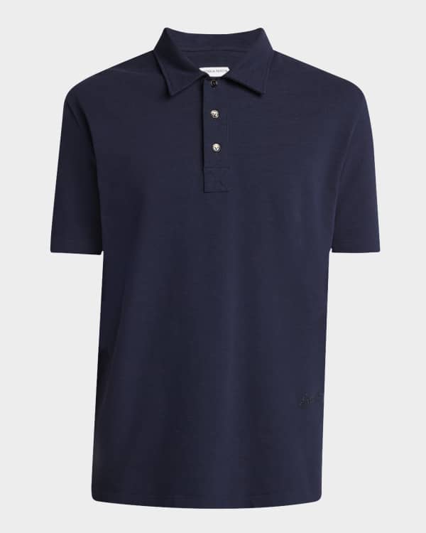 Bottega Veneta Men's Linen-Cotton Chevron Polo Shirt