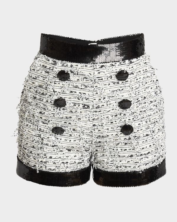 ショートパンツ BALMAIN Sequined shorts Balmain 6-Button Sequined Stripe Shorts | Neiman Marcus