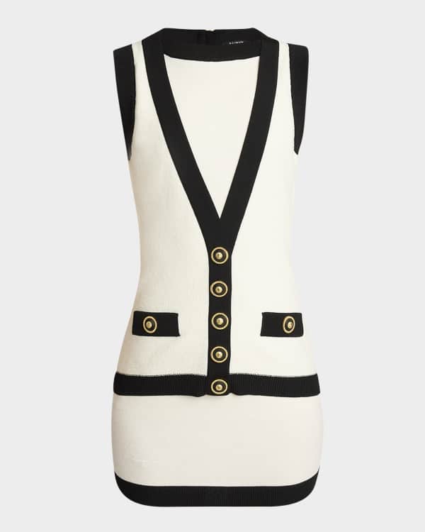 Balmain Halter Vichy Knit Mini Dress | Neiman Marcus
