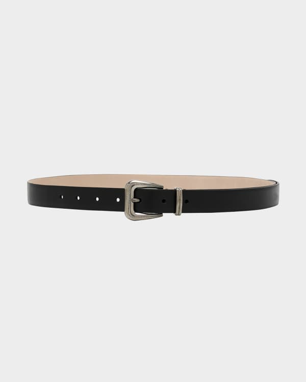 ベルト Etro High Black Leather Belt With Maxi Chrome Buckle Etro Leather Maxi Belt | Neiman Marcus