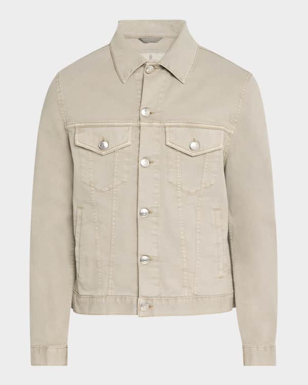 Maison Margiela Men's Chalk Marble Wash Jean Jacket | Neiman