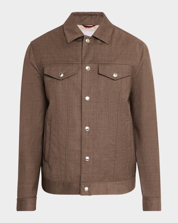 Brunello Cucinelli Men's Perforated Suede Safari Jacket