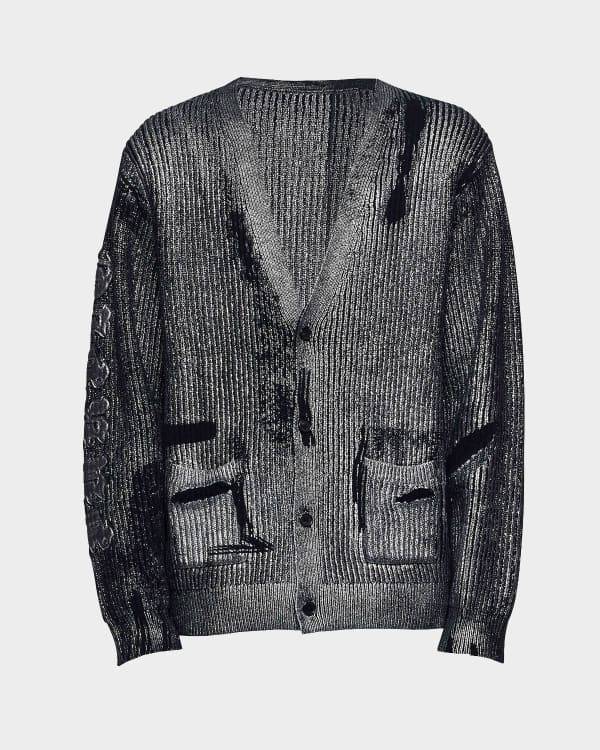 Versace Men's Acanthus Leaves Mohair-Blend Cardigan | Neiman