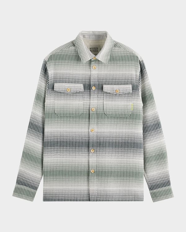 Scotch & Soda Men's Brushed Check Overshirt | Neiman Marcus Scotch & Soda Men's Brushed Check Overshirt | Neiman Marcus