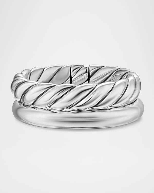 David Yurman Zig Zag Stax Ring with Diamonds in Silver, 2mm