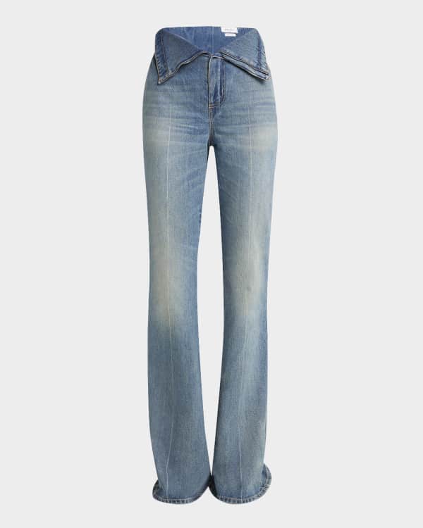 St. John Cropped Stretch Denim Flare Jeans | Neiman Marcus