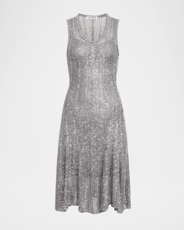 ALAIA Grommet Eyelet Crossover Halter Maxi Dress Neiman Marcus