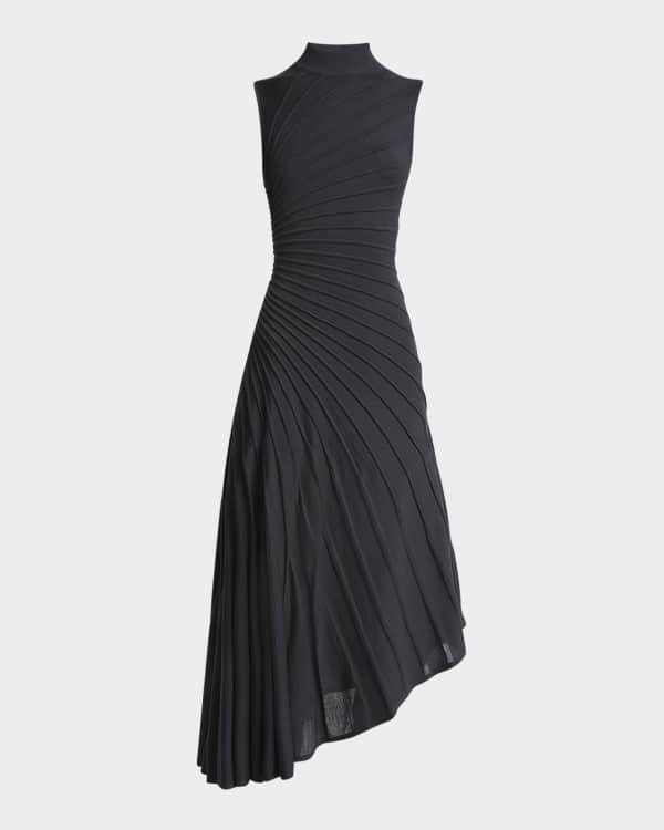 ALAIA Off-Shoulder Sculpting Line Flared Wool Maxi Dress