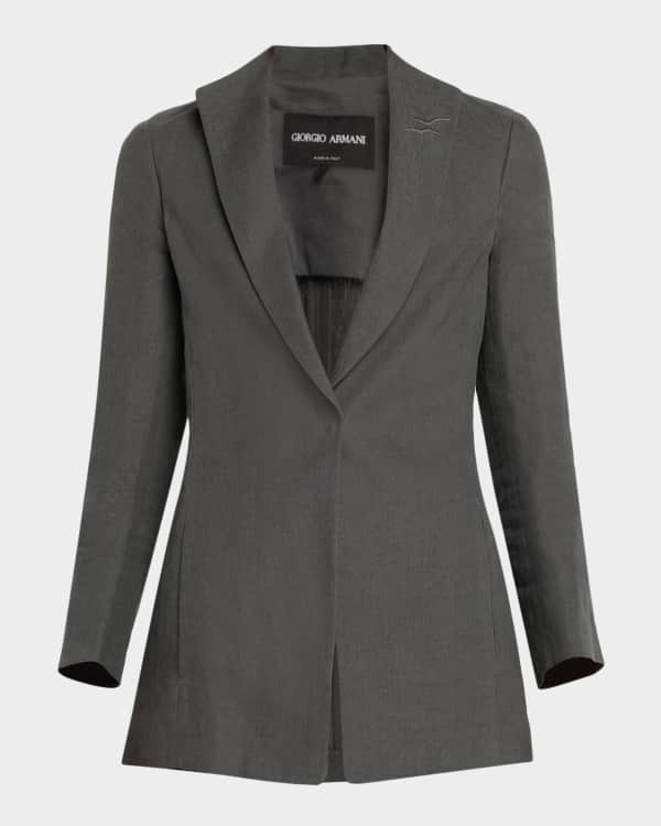 GIORGIO ARMANI × Neiman Marcus 別注ロングロート Giorgio Armani Embellished One-Button Silk Long Tuxedo Jacket