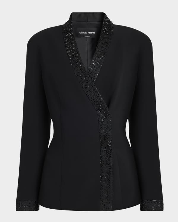 【VIP価格】GIORGIO ARMANI Sequin embroidered Blazer Emporio Armani Essentials One-Button Blazer Jacket | Neiman