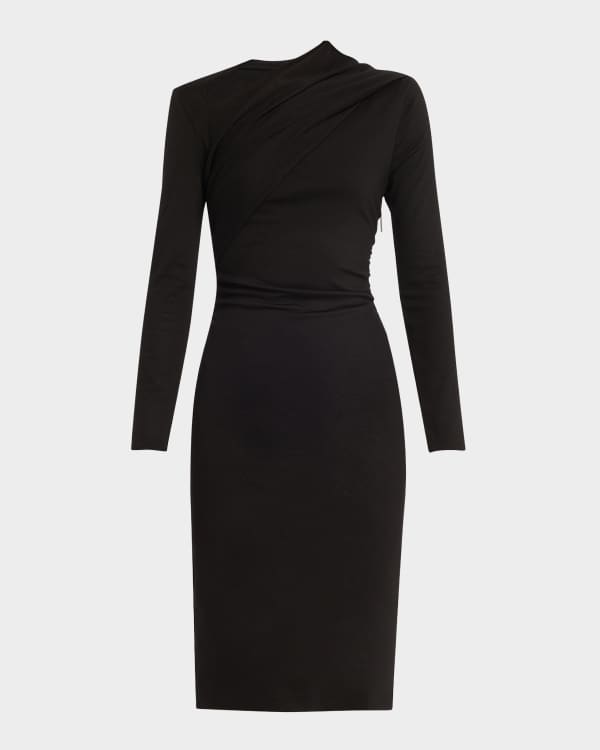Roland Mouret Heavy Cady Midi Dress with Ruffle Detail
