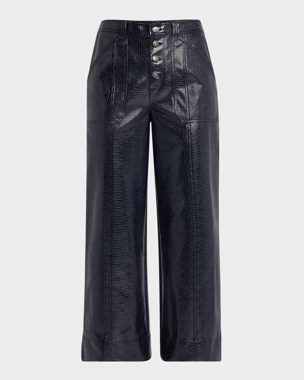 BLACK VEGAN LEATHER FLARE PANTS AND SHORTS