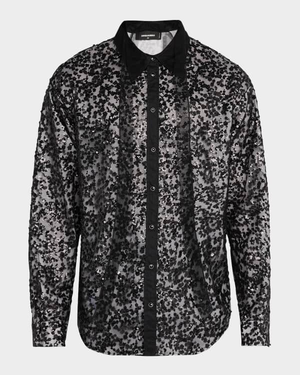 Dsquared2 Men's Tuxedo Shirt with Sheer Blossoms Scarf