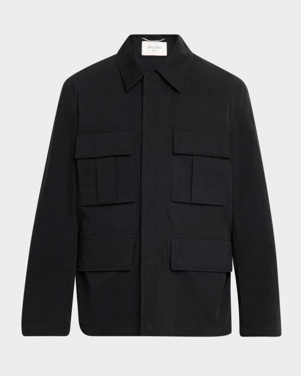 ジャケット SAINT LAURENT FULL-ZIP WOOL JACKET Saint Laurent Men's Wool/Leather Teddy Jacket | Neiman Marcus