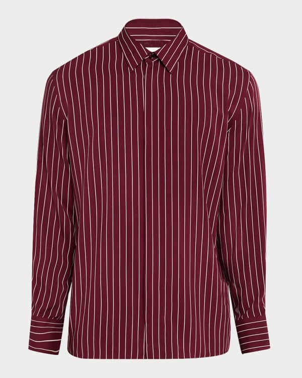 【Saint Laurent】design dress shirt Saint Laurent Men's Striped Poplin Dress Shirt | Neiman Marcus