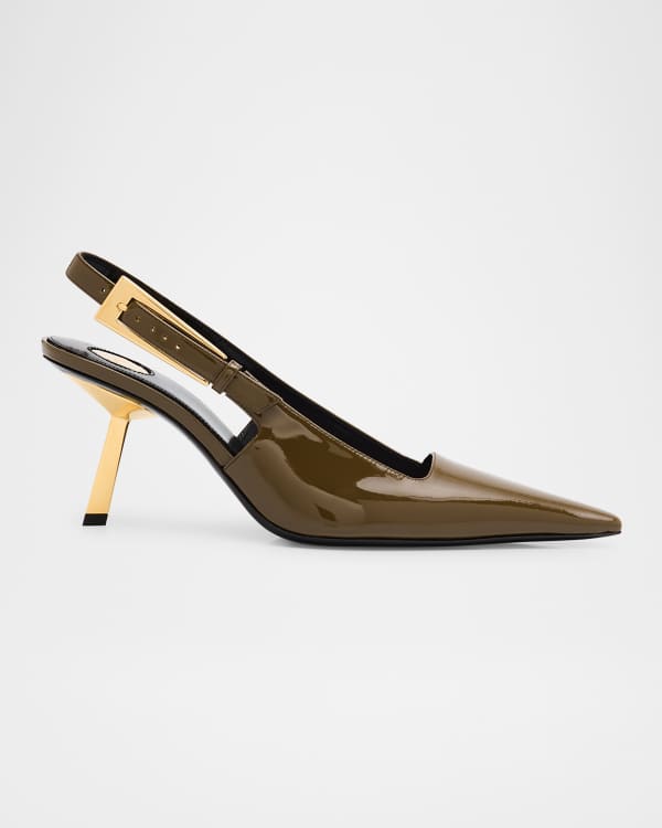 Saint Laurent Kiki Patent Cone-Heel Pumps | Neiman Marcus