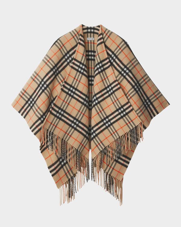 【BURBERRY】 バーバリー 3BAR CHECK CARLY CAPE Burberry Carly Check Cashmere-Blend Cape | Neiman Marcus