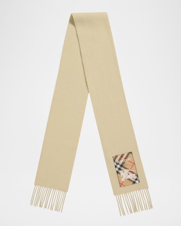 Burberry Logo Alpaca-Blend Reversible Scarf with Chunky Fringe