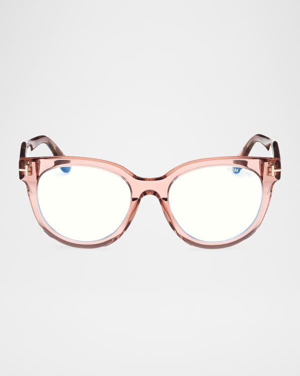 TOM FORD Blue Blocking Rounded Acetate Cat-Eye Glasses