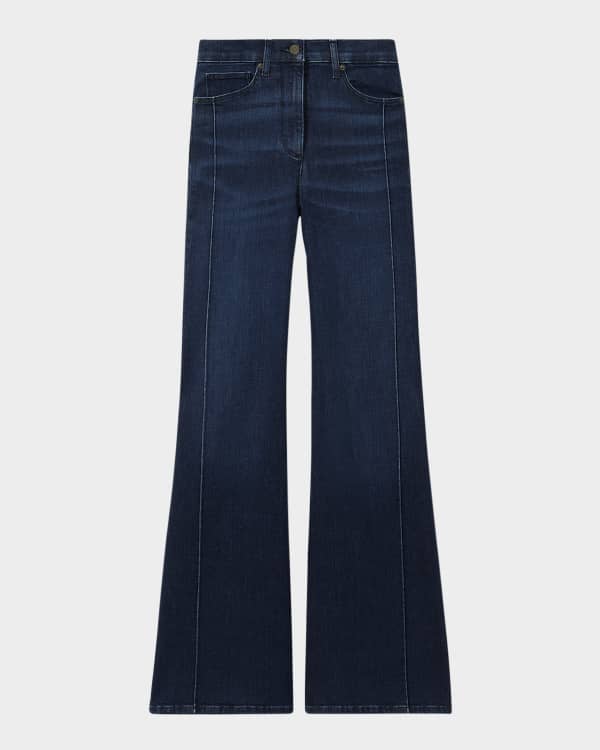 Jean Paul Gaultier High-Rise Topstiched Wide-Leg Denim Pants | Neiman Marcus
