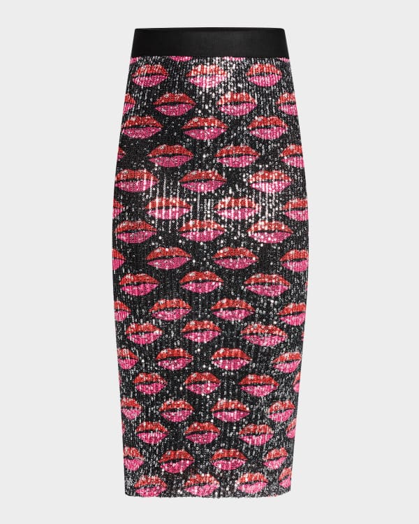 Polo Ralph Lauren Sequin Stretch Mesh Midi Skirt | Neiman Marcus