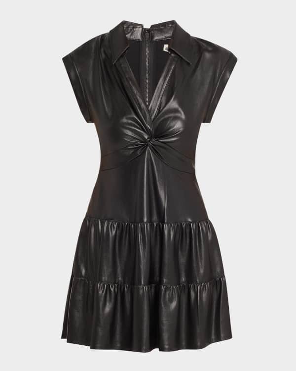 Alice Olivia Palmira Short Sleeve Tie Back Tiered Ruffle Dress Neiman Marcus
