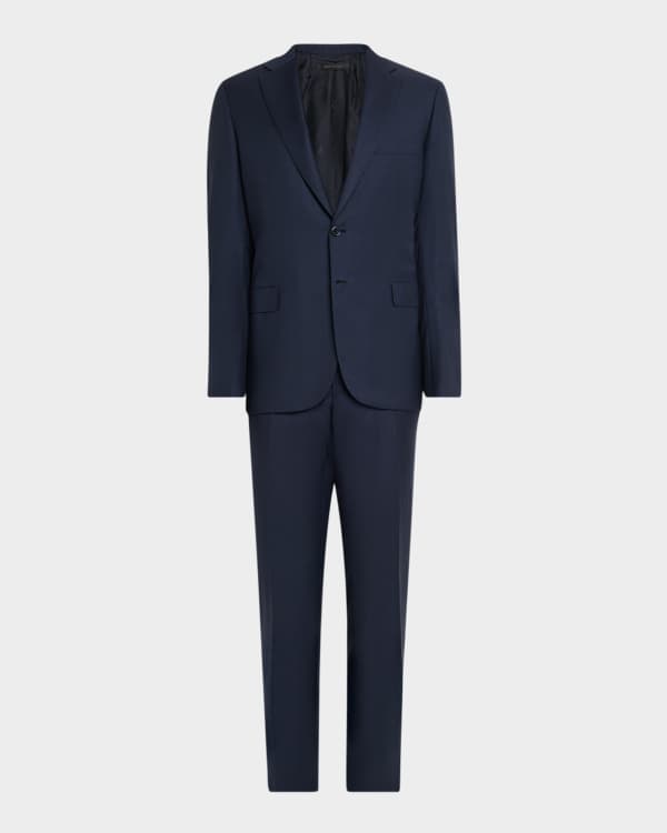 Brunello Cucinelli Men's Linen and Wool Suit Blue
