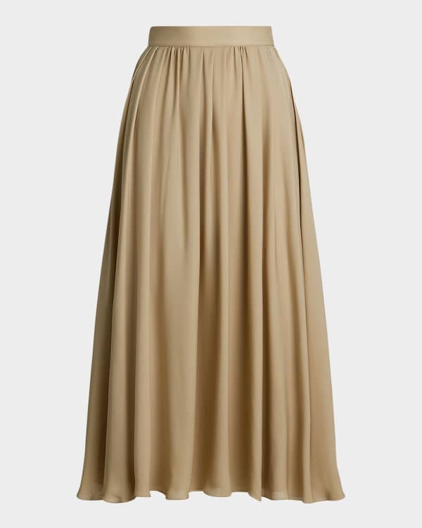 THE ROW Ruth Pleated Cotton Midi Skirt Neiman Marcus