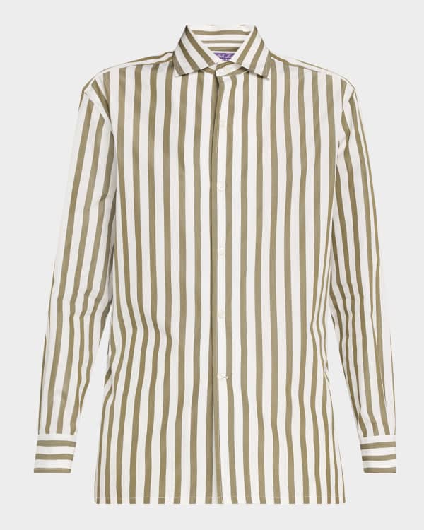 eskandar × Neiman Marcus ダブルカラーシャツ Eskandar Sz 2 (XL/2X) 100% Silk Nieman Marcus Double Collar
