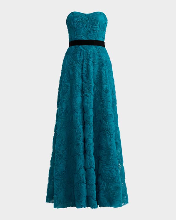 Zac Posen Embroidered Tulle Puff Sleeve Cutout Back Gown Neiman Marcus