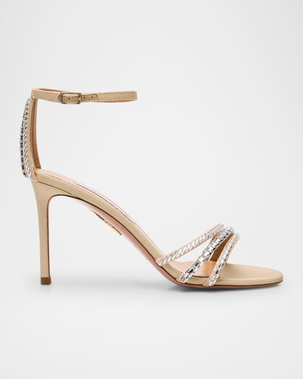 Aquazzura Tequila Crystal Ankle-Strap Cocktail Sandals