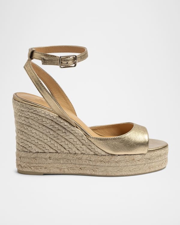 Schutz Alexandra Metallic Platform Wedge Espadrilles Neiman Marcus