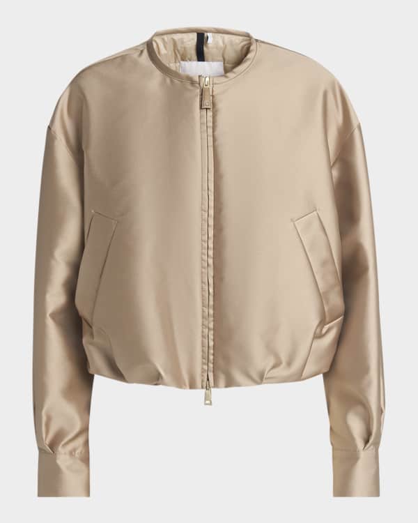 Moncler Abricot Zebra Striped Cropped Bomber Jacket Neiman Marcus