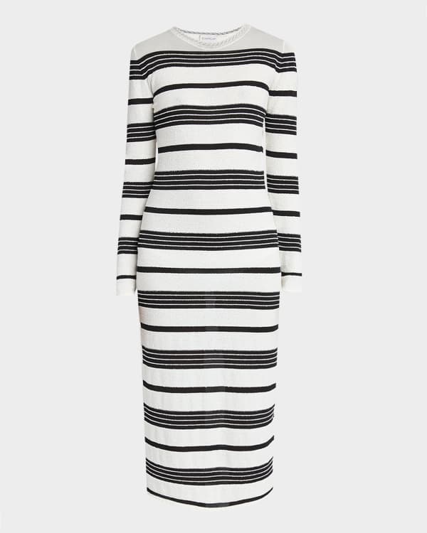 Valentino★素敵！Navy/White/Gold Striped Knit Dress NWT Valentino Navy/White/Gold Striped Knit Dress Size S | eBay