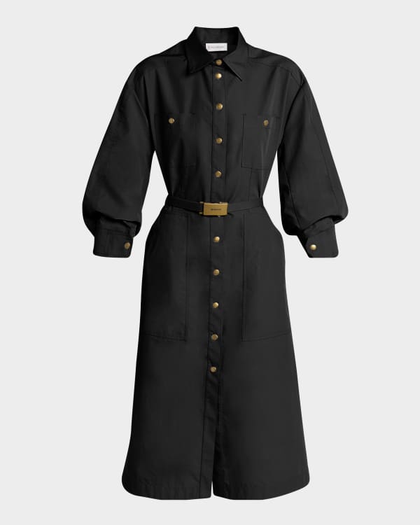 Victoria Beckham Utility Belted Midi Wool Shirtdress | Neiman Marcus